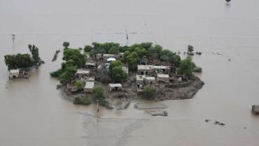 Vue aérienne des dégâts d'une inondation via Getarchive