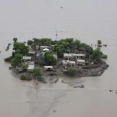 Vue aérienne des dégâts d'une inondation via Getarchive